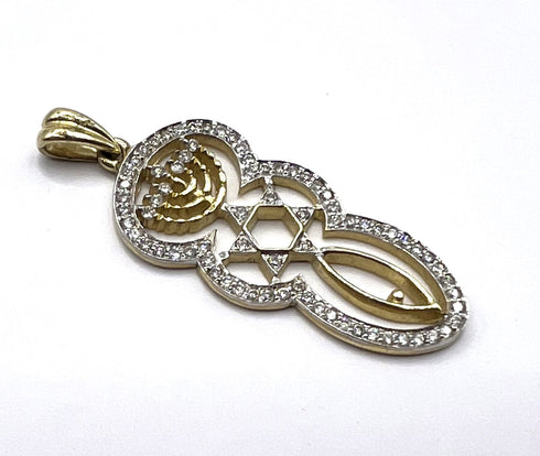 14k Gold & Diamond Messianic "Grafted In" Necklace